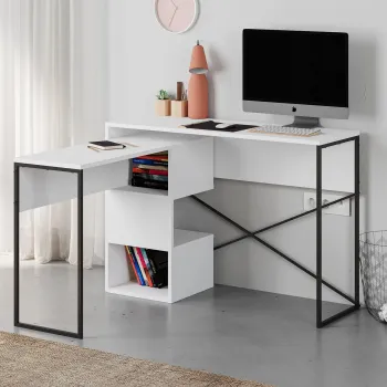 Birou, Hanah Home, Badau, 110x77x102.5 cm, Alb imagine