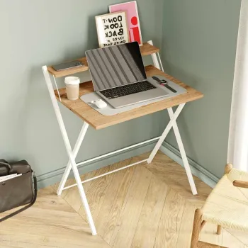 Birou, Hanah Home, Bodo, 76x84x50 cm, PAL, Maro imagine