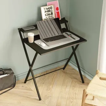 Birou, Hanah Home, Bodo, 76x84x50 cm, PAL, Negru imagine