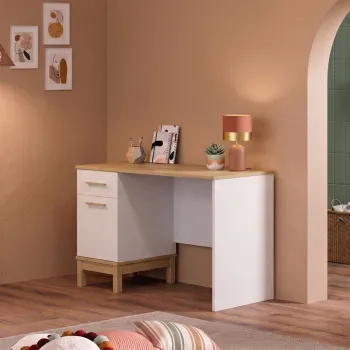 Birou, Hanah Home, Etto, 120x77.3x65 cm, PAL MELAMINAT, Lemn / Stejar alb imagine