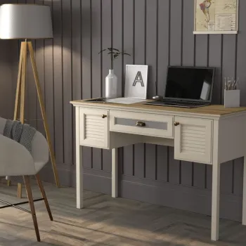 Birou, Hanah Home, FRN-21033, 132x80x50 cm, PAL, Crem / Stejar / Gri imagine