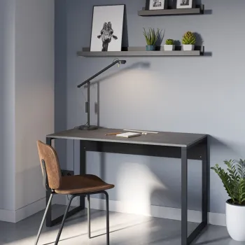 Birou, Hanah Home, Inna, 100x75x60 cm, Gri retro / Negru imagine