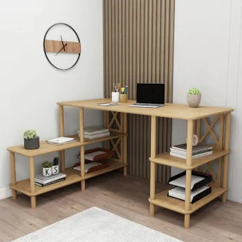 Birou, Hanah Home, Legno, 145x75x65 cm, Stejar imagine