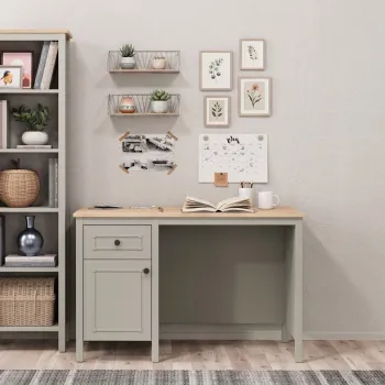 Birou, Hanah Home, Sento, 120x77.3x65 cm, PAL MELAMINAT, Gri / Stejar imagine