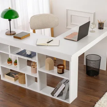 Birou, Hanah Home, Vesper, 130x72x120 cm, PAL, Alb natural imagine