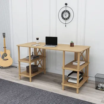 Birou, Hanah Home, Vista, 145x75x65 cm, Stejar imagine