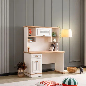 Birou, Hanah Home, Zenit, 131x161x59 cm, PAL, Crema usoara imagine