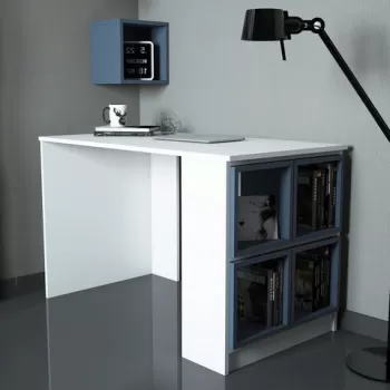 Birou, Hommy Craft, Box, 120x75x65 cm, Alb / Albastru imagine