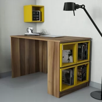 Birou, Hommy Craft, Box, 120x75x65 cm, Nuc / Galben imagine