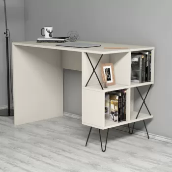 Birou, Hommy Craft, Extra, 120x78.8x60 cm, Crem/Negru imagine