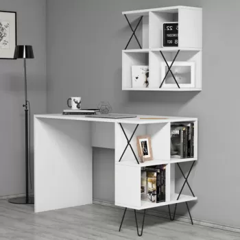 Birou, Hommy Craft, Extra 2, 120x78.8x60 cm, Alb negru imagine