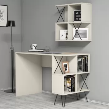 Birou, Hommy Craft, Extra 2, 120x78.8x60 cm, Crem/Negru imagine