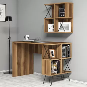 Birou, Hommy Craft, Extra 2, 120x78.8x60 cm, Nuc / Negru imagine