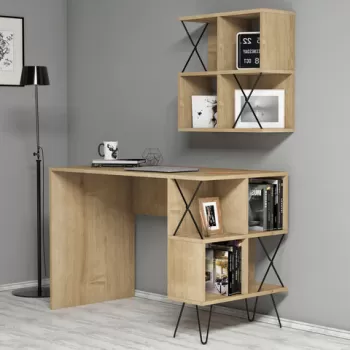 Birou, Hommy Craft, Extra 2, 120x78.8x60 cm, Stejar / Negru imagine