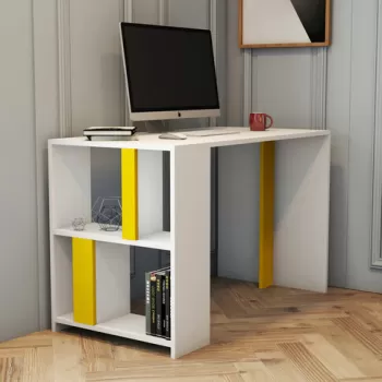 Birou, Hommy Craft, Lima, 120x75.4x60 cm, Alb / Galben imagine