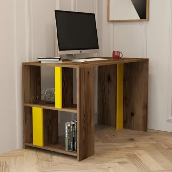 Birou, Hommy Craft, Lima, 120x75.4x60 cm, Nuc / Galben imagine