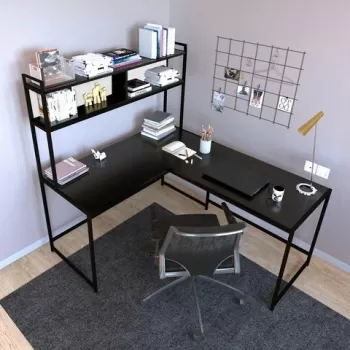 Birou, Lacivert, L Tasar?m K?c?k Boy cal?sma masas? L207, Negru imagine