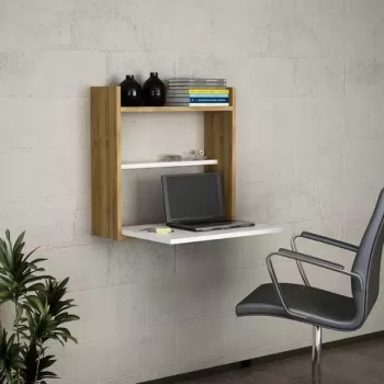 Birou Laptop, Woody Fashion, 60x19.6x60 cm, alb/maro imagine