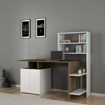 Birou Melis, Arnetti, 146.3x60x73.8 cm, PAL, maro/alb imagine