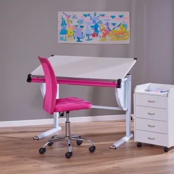 Birou Milo 3 In 1, Inter Link, 110x60x63-93 cm, lemn, alb imagine