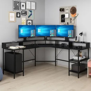 Birou, Minerva, Power, 180x90x60 cm, PAL, Negru imagine