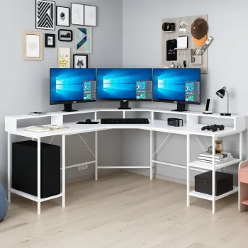 Birou, Minerva, Power Rafli L, 180x90x60 cm, PAL, Alb imagine