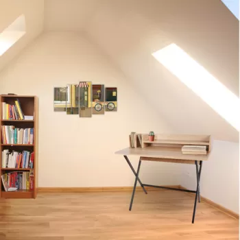 Birou, Mod Design, Lozan, 100x50x89 cm, Stejar / Negru imagine