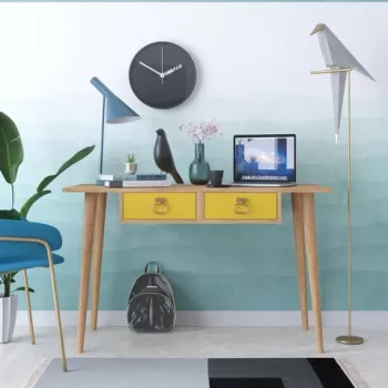 Birou, Mod Design, NEA, 120x74x60 cm, Stejar / Galben imagine