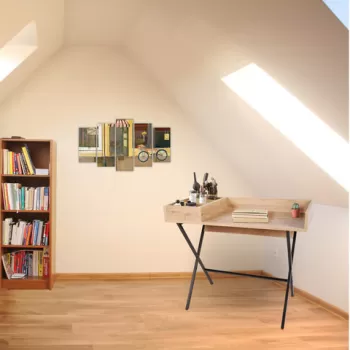 Birou, Mod Design, Roma, 100x50x89 cm, Stejar / Negru imagine