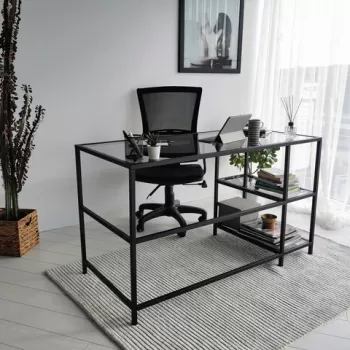 Birou, Neostill, Master Cal?sma Masas? / 130x60cm M101F, 130x75x60 cm, Negru / Fume imagine