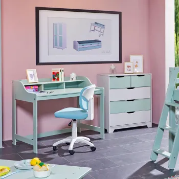 Birou pentru copii Conversation Desk, Inter Link, 110x68.4x90.6 cm, lemn, verde imagine