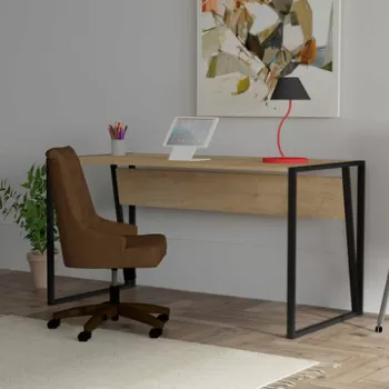 Birou, Puqa Design, Cunda, 140x74x70 cm, PAL, Safir / Negru imagine