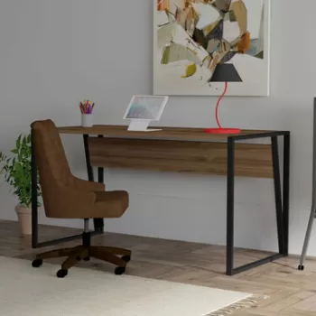 Birou, Puqa Design, Kemer, 140x74x70 cm, PAL, Nuc / Negru imagine