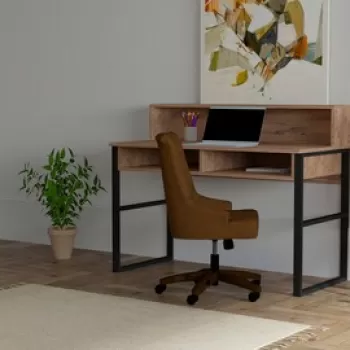 Birou, Puqa Design, Kemo, 120 x 95.8 x 55 cm, pal melaminat/metal, nuc/negru imagine