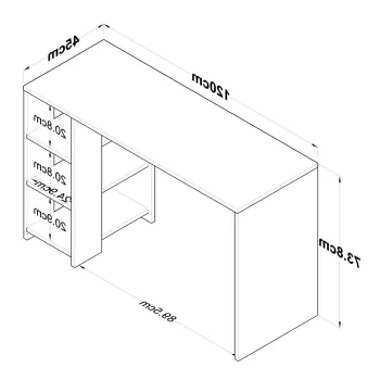Birou, Rani, HA108, 120x73.8x45 cm, PAL, Nuc / Antracit imagine
