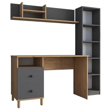 Birou, Rani, HA115, 120x161.8x50 cm, PAL, Nuc / Antracit imagine