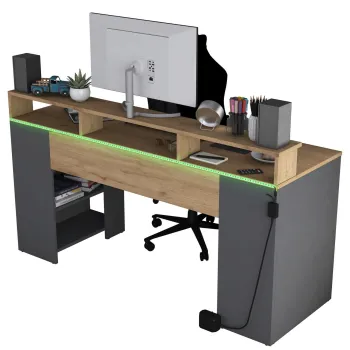 Birou, Rani, HA122, 160x89.5x55 cm, PAL, Nuc / Antracit imagine