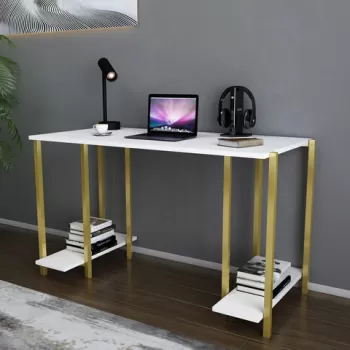 Birou, Retricy, Academy, 125.2x60x73.8 cm, PAL, Aur/Alb imagine