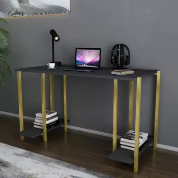 Birou, Retricy, Academy, 125.2x60x73.8 cm, PAL, Aur/Antracit imagine