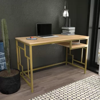 Birou, Retricy, Kennesaw, 120x60x74.8 cm, PAL, Aur / Stejar imagine