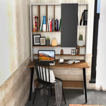 Birou, Retricy, Wood, 120x60x196.6 cm, PAL, Alb / Nuc imagine