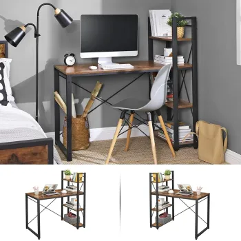 Birou, Vasagle, 120 x 60 x 120 cm, PAL/otel, maro rustic imagine