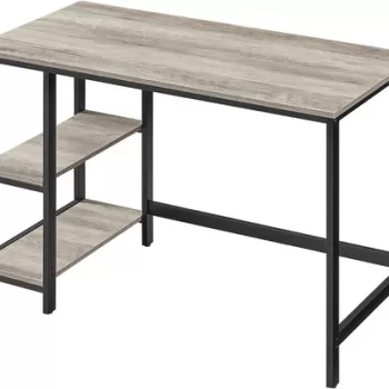 Birou, Vasagle, 120x60x75 cm, PAL/otel, gri/negru imagine