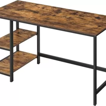 Birou, Vasagle, 140x60x75 cm, PAL/otel, maro rustic imagine