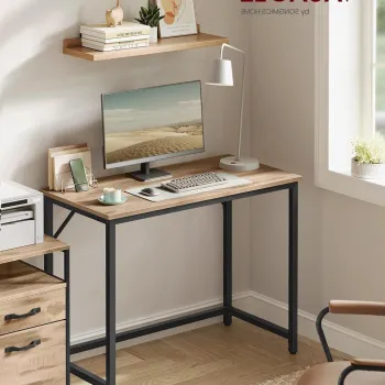 Birou, Vasagle, Camel Ink, 100x50x76 cm, PAL/otel, maro imagine