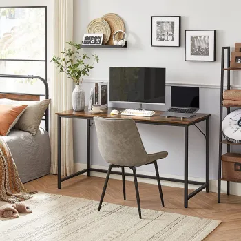 Birou, Vasagle, Sim Desk, 140x60x75 cm, PAL/otel, maro imagine