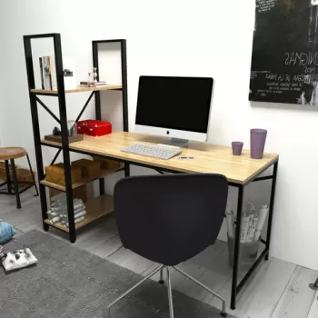 Birou, Zena Home, Centile, PAL, Stejar / Negru imagine