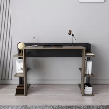 Birou, Zena Home, Cinar, 122.7x77x45 cm, PAL, Nuc / Negru imagine