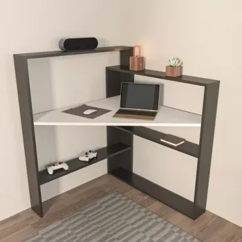 Birou, Zena Home, Kelly, 93.6x114 cm, PAL, Alb negru imagine