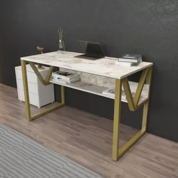 Birou, Zena Home, Lona, 120x72.8x60 cm, PAL, Aur alb imagine